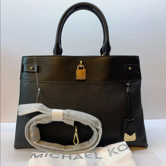 MICHAEL Michael Kors GRAMERCY Black Large Leather Satchel - Picture 1 of 12